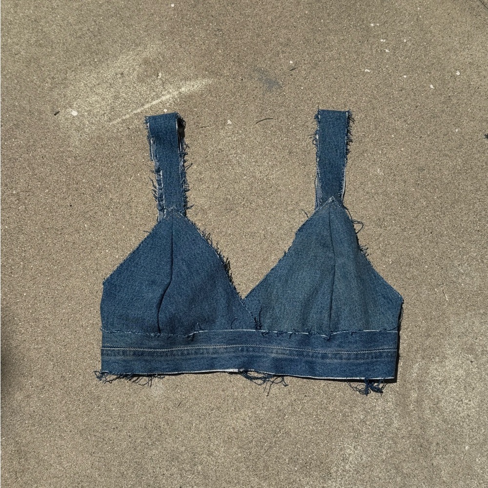 👖 Raw Edge Denim Bralette
